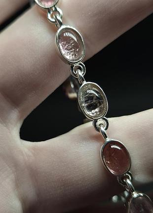 Браслет серебряный с естественным розовым турмалином