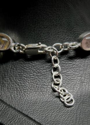 Браслет серебряный с естественным розовым турмалином