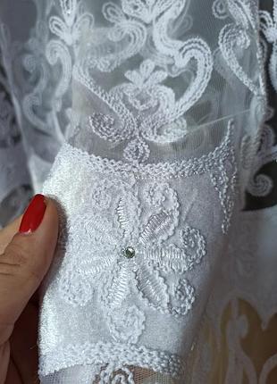 Тюль кордовая белая с камушками