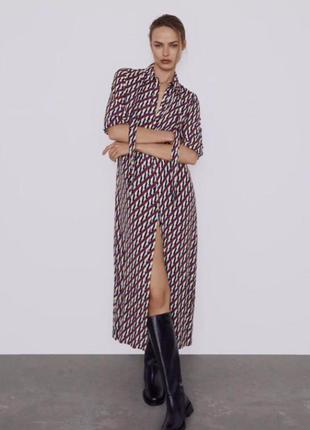 Плаття-рубашка довжина міді zara віскоза