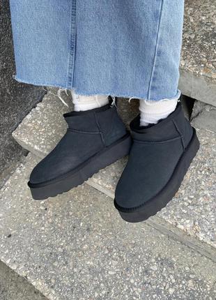 Женские угги ugg classic ultra mini platform black