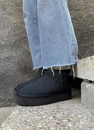 Женские угги ugg classic ultra mini platform black