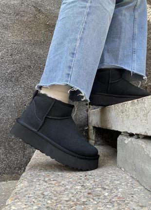Женские угги ugg classic ultra mini platform black
