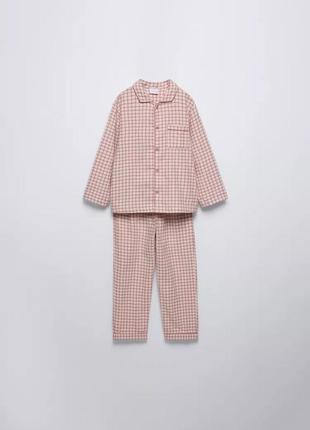 Пижама на девочку розовая в клетку zara new