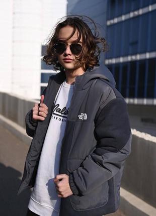 Куртка демисезон серая черная the north face 140-146, 146-152, 152-158, 158-164, 164-170