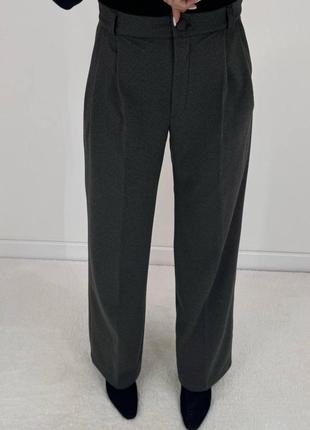 Теплые шерстяные брюки брюки прямого кроя, широкие палаццо р-ры 42-50