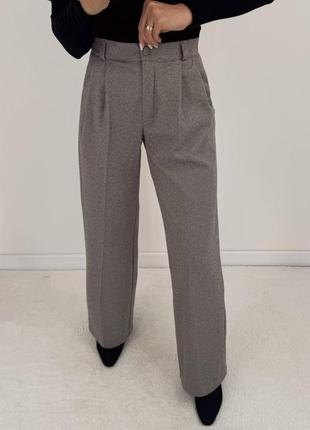 Теплые шерстяные брюки брюки прямого кроя, широкие палаццо р-ры 42-50