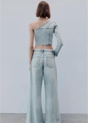 Zara женский джинсовый асимметричный топ