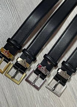 Ремень унисекс 3см из кожи + коробка, ремень фабричный китай кожаный черный серебро...