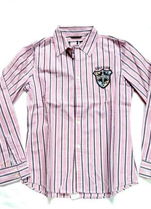 Сорочка sisley,колір троянда в білу смужку