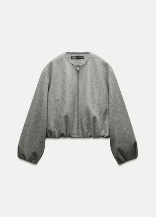 Куртка бомбер zara из пальтовой ткани размер с