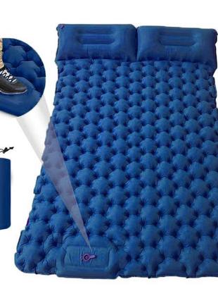 Надувний каремат 196х125 см/коврик туристичний/ самонадувний матрац, синій