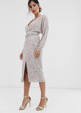 Платье миди в пайетки вечерний asos
