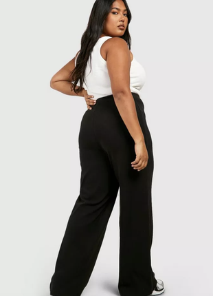 Хлопковые базовые широкие черные брюки женские большие размеры boohoo2 фото