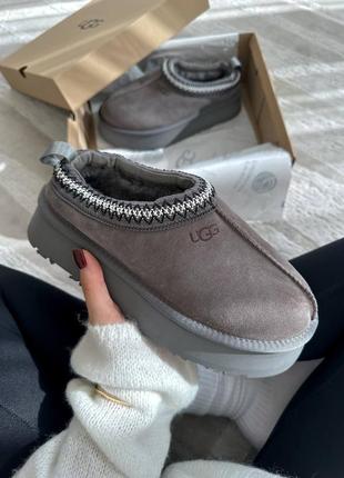 Женские угги ugg tasman platform grey теплые на меху, угги на овчине