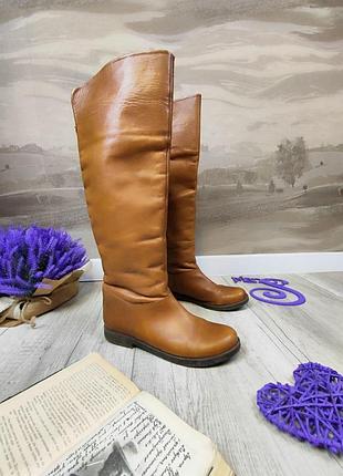 Женские ботфорти gotti натуральная кожа зимние на низком каблуке светло коричневые размер 39