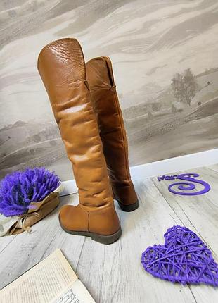 Женские ботфорти gotti натуральная кожа зимние на низком каблуке светло коричневые размер 39