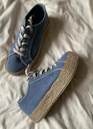 Deezee эспадрильи wss21067-01a голубые джинсовые кеды на соломенной подошве 36 размер8 фото
