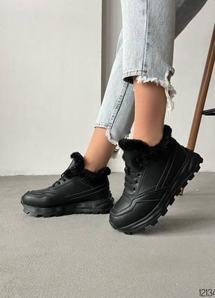 Кроссовки 12134, р.36,37,38,39, эко-кожа, черный