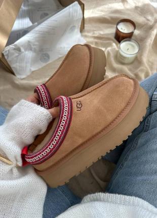 Женские угги ugg tasman platform chestnut зимние теплые угги на меху, угги на овчине