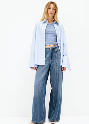 Широкі джинси з поясом на зав'язці h&m 1239907001