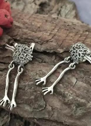 Серебряные серьги птица счастья
