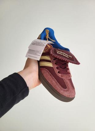 Женские кроссовки adidas samba x walles bonner burgundy2 фото