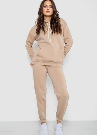 Утепленный спортивный костюм-двойка на флисе / худи и брюки