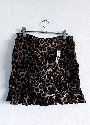 Леопардовая юбка со сборками
