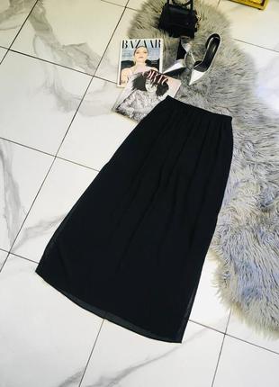 Чорна шифонова спідниця максі на гумці з гладкої ковзної тканини з розрізами від forever 21 м