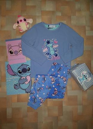 Теплая пижама флис-велюр, комплект стич, stitch disney 7-9 лет 128-134 см