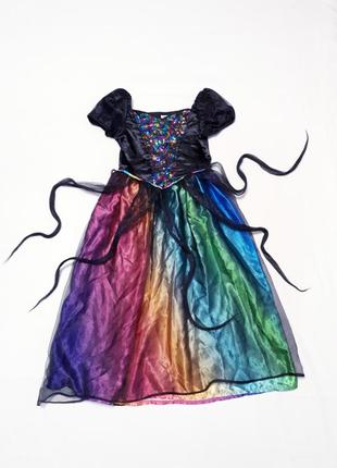 Сукня яскрава довга на хелловін для дівчинки 7-8 років