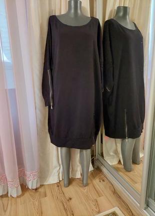 Стильне з кишенями та блискавками плаття 👗, туніка великого розміру