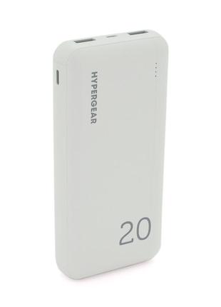 Powerbank hypergear 20000mah fast charge , 2*usb, white, q24 склад одесса 29509