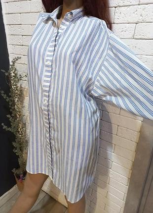 Стильна,фірменна,подовженна,у смужку ,сорочка,обьємна,оверсайз,широкі рукава