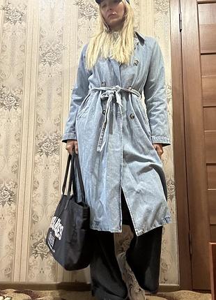 Стильный джинсовый плащ zara