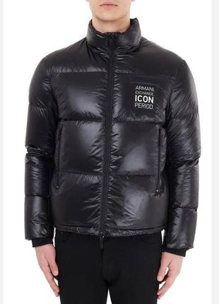 Мужская зимняя куртка пуховик armani, черная, теплая, супер