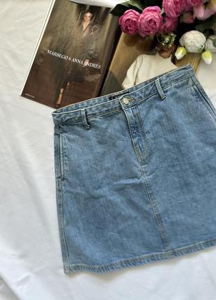 Синя базова джинсова спідниця