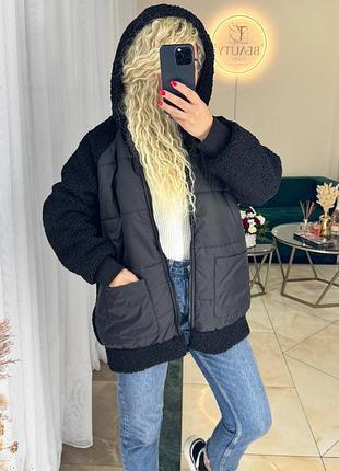 Куртка жіноча стильна плащівка- баранчик