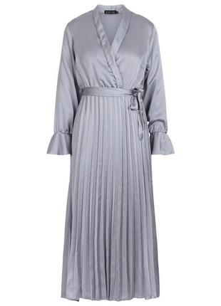 Атласна сатинова сукня міді на запах  uk 183 фото