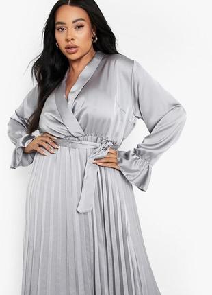 Атласна сатинова сукня міді на запах  uk 185 фото