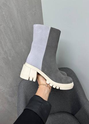 Ботинки женские кожа замш деми зима