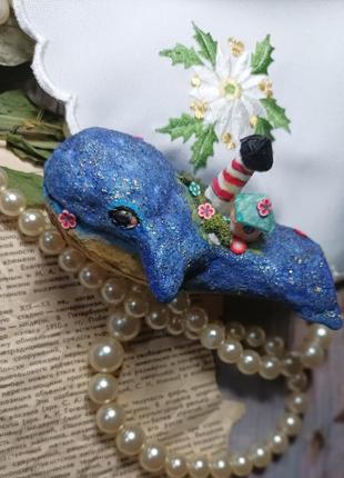 Ватная игрушка, игрушка на елочку,синий 🐳 кит