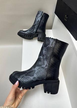 Ботинки женские деми зима кожа замш