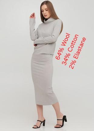 Шикарне вовняне плаття сірого кольору з високим коміром cos made in romania