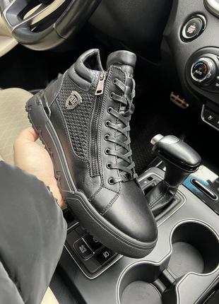 Зимние мужские ботинки billionaire black (мех) 40-434 фото