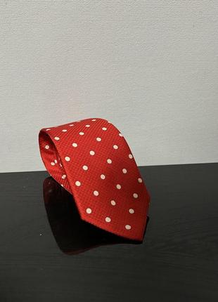 Краватка vintage christian dior designer 100% silk red white spot mens neck tie