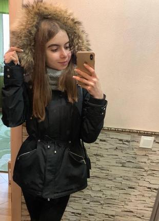 Черная парка zara