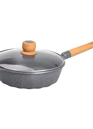 Алюмінієва каструля 4,3 л мармурова з антипригарним покриттям ø 28 см сіра mgc shop