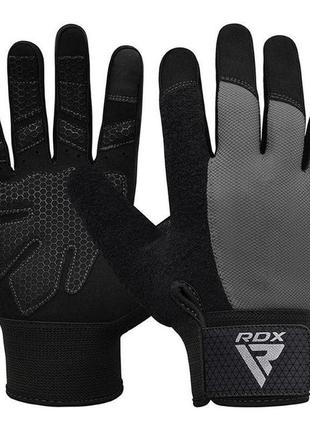 Перчатки rdx w1 full finger plus grey xl для фитнеса - с полным пальцем, с силиконовой ладонью, для трен dm-11